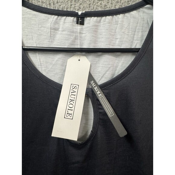 Saukole Dress Womens L Black Sleeveless Tie Pockets Round Neck - Picture 2 of 11